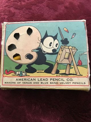 Vintage 1950s Felix The Cat.  American Lead And Pencil Co.  Crayon Box