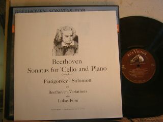 RCA LM 6120 Beethoven Cello Sonatas 1 - 5 Piatigorsky Solomon Foss 3LP 1S VG, 2