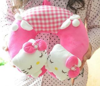 Cute Hello Kitty Soft Plush Neck Rest Car Airplane Office Travel U - Type Pillow