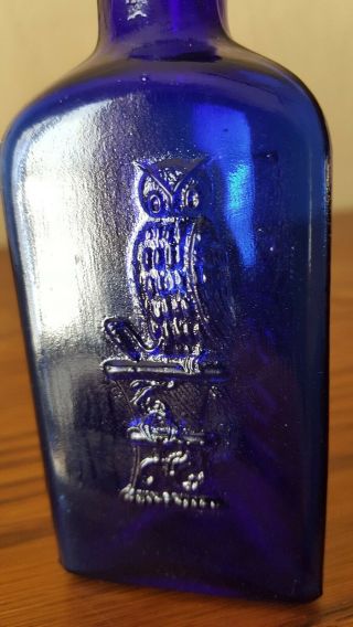 The Owl Drug Co.  Cobalt Blue Poison 4 1/2 Inches Near 4