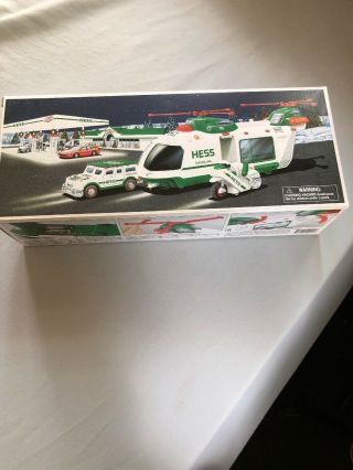 2001 Hess Toy Truck Helicopter With Motorcycle And Cruiser