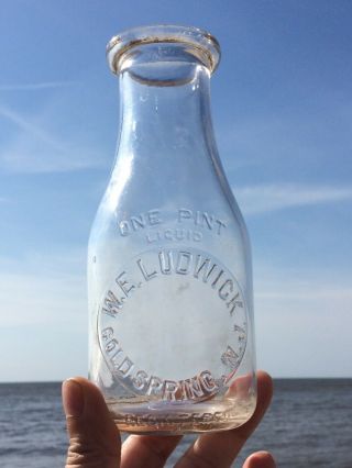 Antique Cape May / Cold Spring Nj Milk Bottle W E Ludwick Hard Find