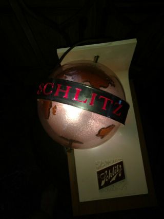Vintage SCHLITZ BEER WORLD GLOBE SPINNING MOTION LIGHT UP SIGN,  Old Stock 2