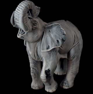 Elephant Trunk Up Marble Statue Stone Figurine Russian Art Animal Sculpture 6.  7 "