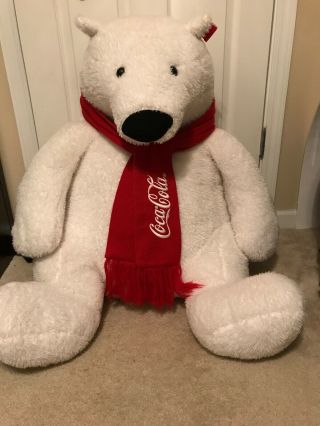 Coca Cola Polar Bear Large Huge Plush Stuffed Animal Giant 30 " Inch Non Smoker