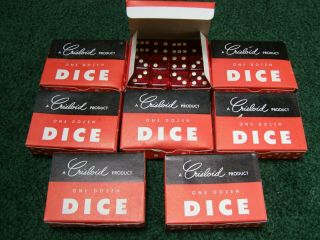 Vintage Crisloid 3/4 " Red Dice 8 Dozen W/ Boxes