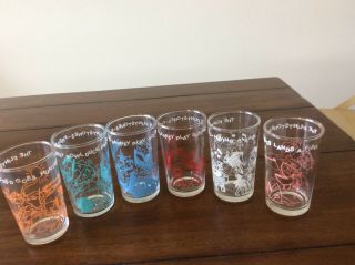 1960’s Flintstones Welch’s Jelly Glasses - Set Of Six - All Sports Related