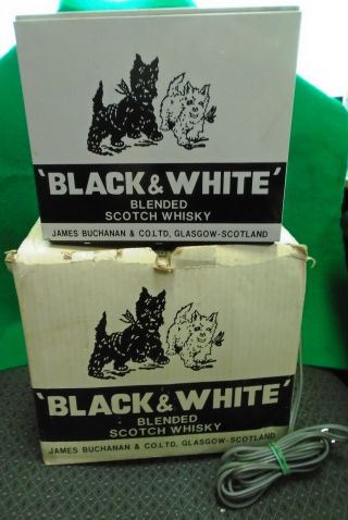 Black & White Blended Scotch Whisky " Scotties " / Jack In The Box,  Advert W/ Box
