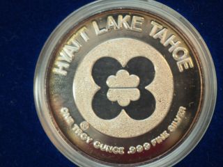 Casino Hyatt Hotel Lake Tahoe coin.  999 Fine Silver 1 troy OZ Years 1986 2