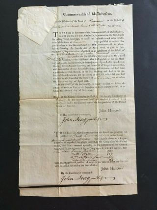 1791 John Hancock,  Congress Broadside Document,  Doi Signer,  Signed By Avery