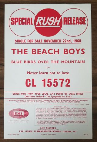 The Beach Boys - Special Rush Release & Rush Rush Flyers,  Mono Tracks Flyer