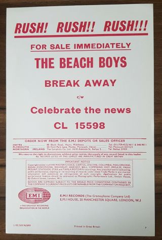 The Beach Boys - Special Rush Release & Rush Rush Flyers,  Mono Tracks Flyer 2