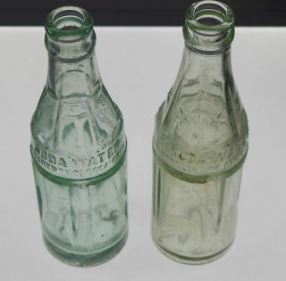2 Vintage Glass Soda Water Bottles Property Of Coca Cola Ft Worth Tx Trenton Mo