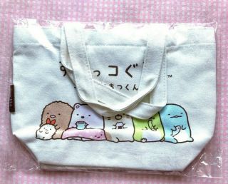 Sumikko Gurashi Mini Tote Bag Lunch Shopping Velcro Open & Close Canvas