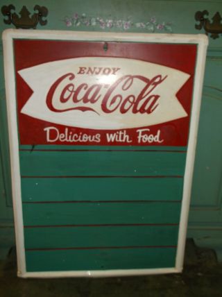 1960 ' s Painted Metal Coca Cola Menu Board with Fishtail. 3
