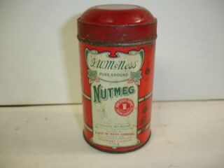 Vtg F.  W.  Mcness Nutmeg Round 3oz Tin - Wait For The Mcness Man For Best