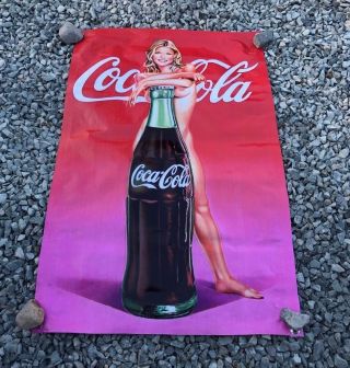 Coca Cola Poster Bottle Banner Business Sign Girl Vintage Glass Cap Can Soda A2