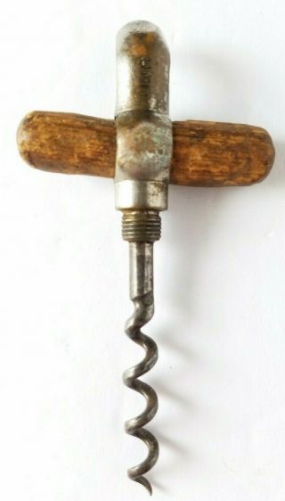 Vintage Antique D.  R.  G.  M.  Germany Corkscrew Marked " Unit " Wood Handle Part Of Kit