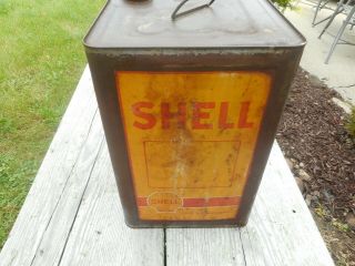 Vintage 5 Gallon SHELL GAS STATION MOTOR OIL TIN ADVERTISING CAN Container 2