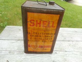 Vintage 5 Gallon SHELL GAS STATION MOTOR OIL TIN ADVERTISING CAN Container 3