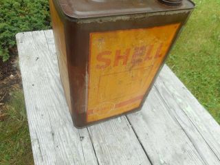 Vintage 5 Gallon SHELL GAS STATION MOTOR OIL TIN ADVERTISING CAN Container 4