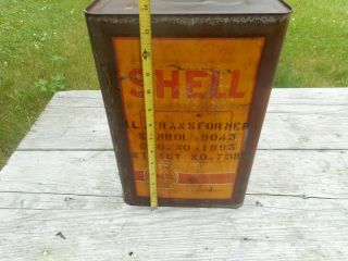 Vintage 5 Gallon SHELL GAS STATION MOTOR OIL TIN ADVERTISING CAN Container 5