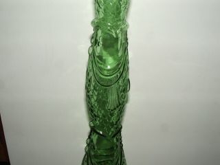 RARE Vintage 1976 Green Glass Vino Chianti D O C Fish Wine Bottle 44” Tall EMPTY 6