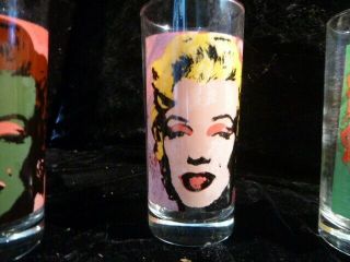 Set Of 4 Andy Warhol Block 1997 Marilyn Monroe/james Dean Tall Drinking Glasses