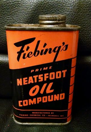Vintage Fiebing ' s Neatsfoot Oil Compound Advertising Tin, 2