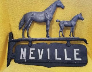 Vintage Cast Iron Double Sided Horse Address Sign