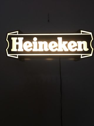 Vintage Heineken Lighted Beer Sign,  21” Long.  Old And Hard To Find.