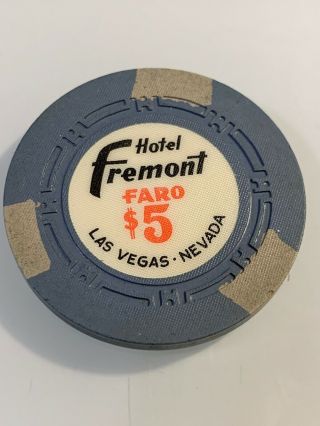 Hotel Fremont $5 Faro Casino Chip Las Vegas Nevada 3.  99