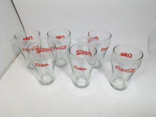 Vintage Set Of 6 Coca - Cola Bell Shaped Coke Glasses With Red Lettering