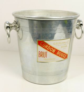 Vtg G.  H.  Mumm Cordon Rouge Brut Champagne Aluminum Ice Bucket Made In France