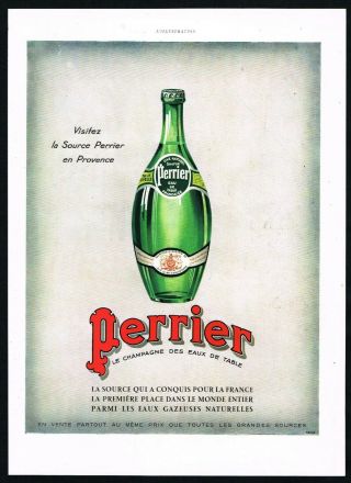 Perrier Advertising French Cafe Bar Decor 1930s Vintage Print Ad Retro