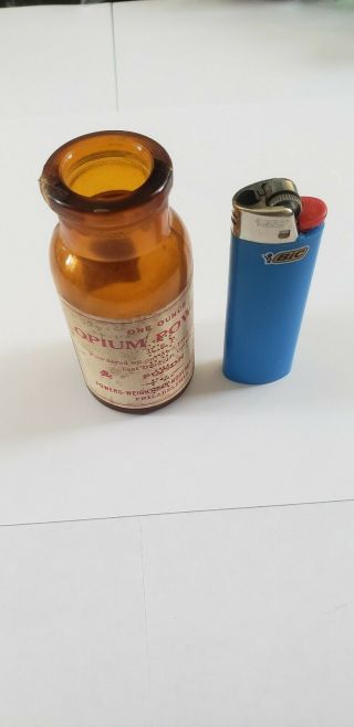 Vintage Narcotics Bottle - Opium Powder - Powers - Weightman - Rosengarten Co - 1 Oz