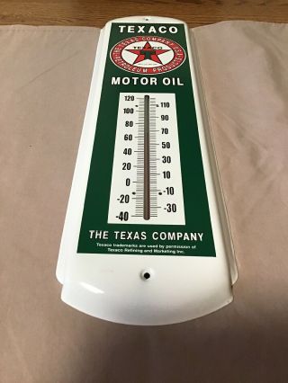 Texaco Motor Oil The Texas Company All Metal Thermometer 17 " Long 5” Wide