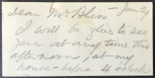 Chester A Arthur/president/unsigned Note On Calling Card