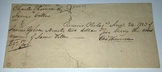Revolutionary War - Charles Thomson Signed Doc.  Secretary Of Continental Congress