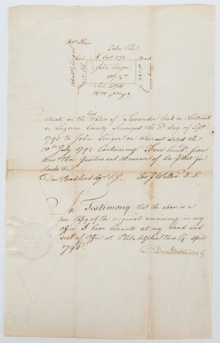 Daniel Brodhead - Revolutionary War General - Signed Survey.  Luzerne County,  Pa