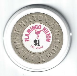 Su Flamimgo Hilton $1 Casino Chip,  Beige Color,  Las Vegas Nevada Nv.