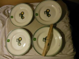 Set Of 4 John Deere Licensed Dinner Plates 11 1/8 Inches By Gibson Tractor Large