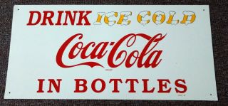 Very Rare 1940s Coca - Cola " Ice Cold " Metal Sign.  L@@k