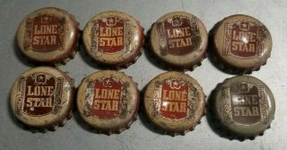 Set Of 8 Vintage Lone Star Beer Cork Lined Bottle Caps