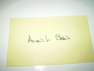 Alan L.  Bean Vintage Signed 3x5 Yellow Index Card Autographed Moonwalker