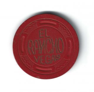 Vr El Rancho Vegas Casino Chip $5 Large Crown Wc In Back,  Las Vegas Nevada Nv Vr