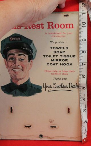 Vintage Sinclair Rest Rooms Towels Soap Mirror Coat Hook Sign 7