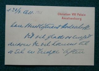 Antique Amalienborg Card Signed Queen Alexandrine Denmark Mecklenburg - Schwerin