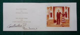 Antique Signed Christmas Card King Constantine Queen Greece Prime Minister