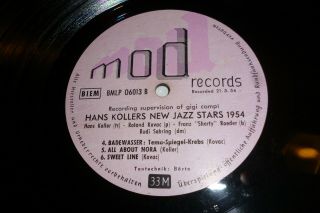 HANS KOLLER Jazz Stars 54,  MOD German JAZZ LP,  prod.  Gigi Campi 4